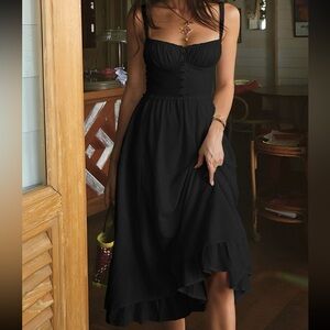 Ruffle Hem Barmaid Midi Dress